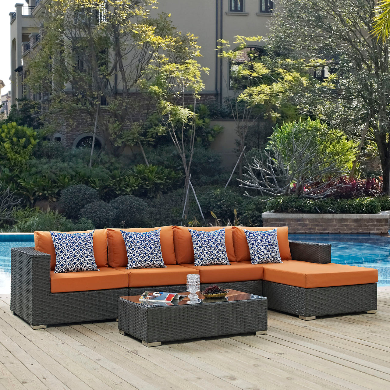 Soul Journey 5-Piece Alfresco Sunbrella® Sectional Set, Canvas Tuscan