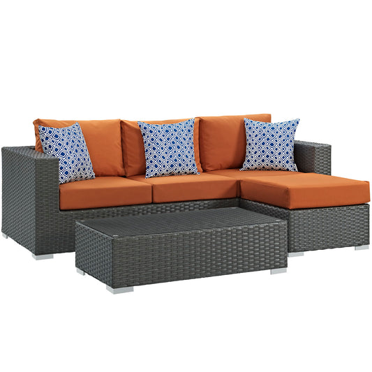 Soul Journey 3-Piece Alfresco Sunbrella® Sectional Set, Canvas Tuscan