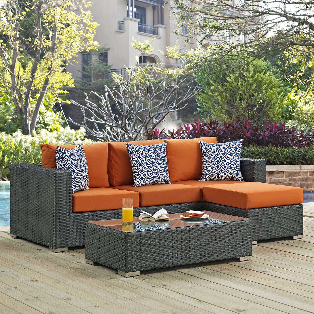 Soul Journey 3-Piece Alfresco Sunbrella® Sectional Set, Canvas Tuscan