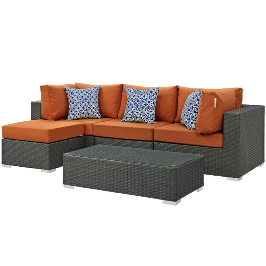Soul Journey 5-Piece Alfresco Sunbrella® Sectional Set, Canvas Tuscan