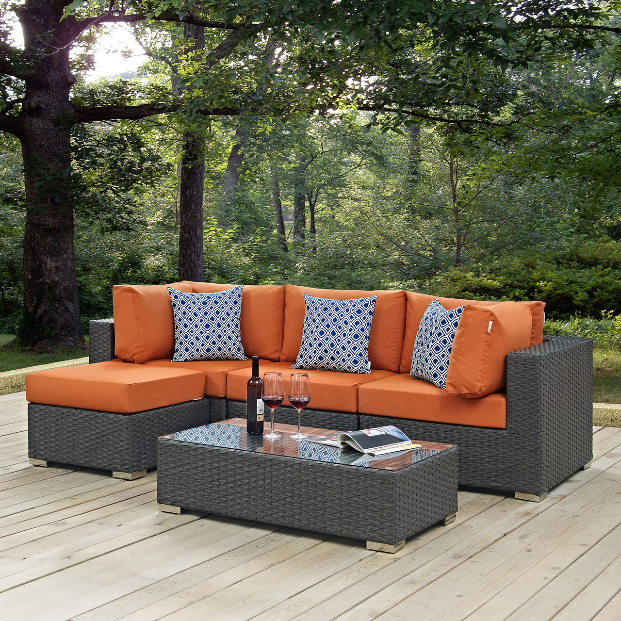 Soul Journey 5-Piece Alfresco Sunbrella® Sectional Set, Canvas Tuscan