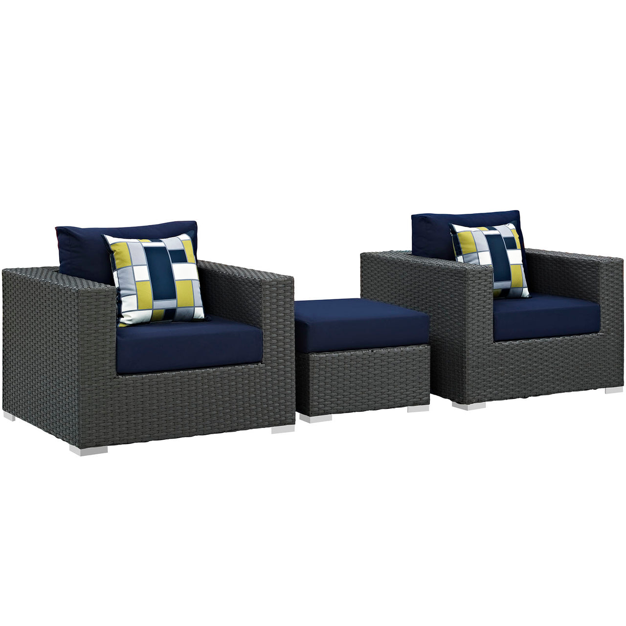 Soul Journey 3-Piece Alfresco Sunbrella® Sectional Set, Canvas Navy