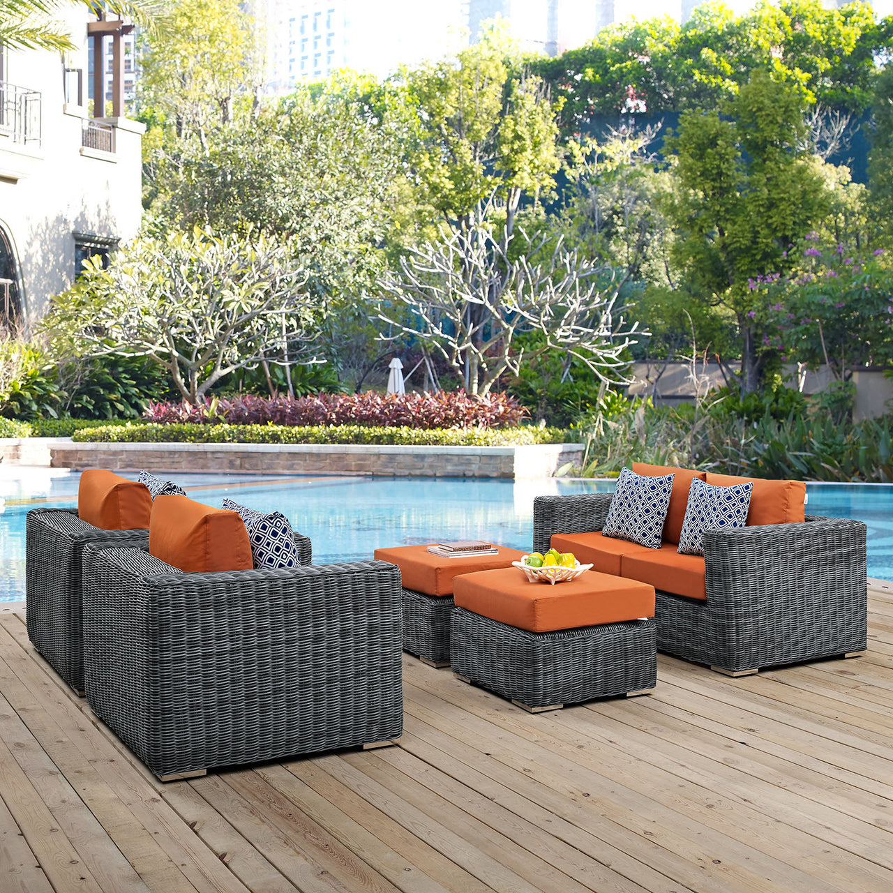 Invocation 5-Piece Alfresco Sunbrella® Sectional Set, Canvas Tuscan