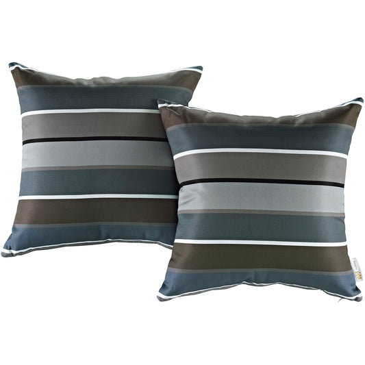 Modway 2 Piece Outdoor Patio Pillow Set, Stripe