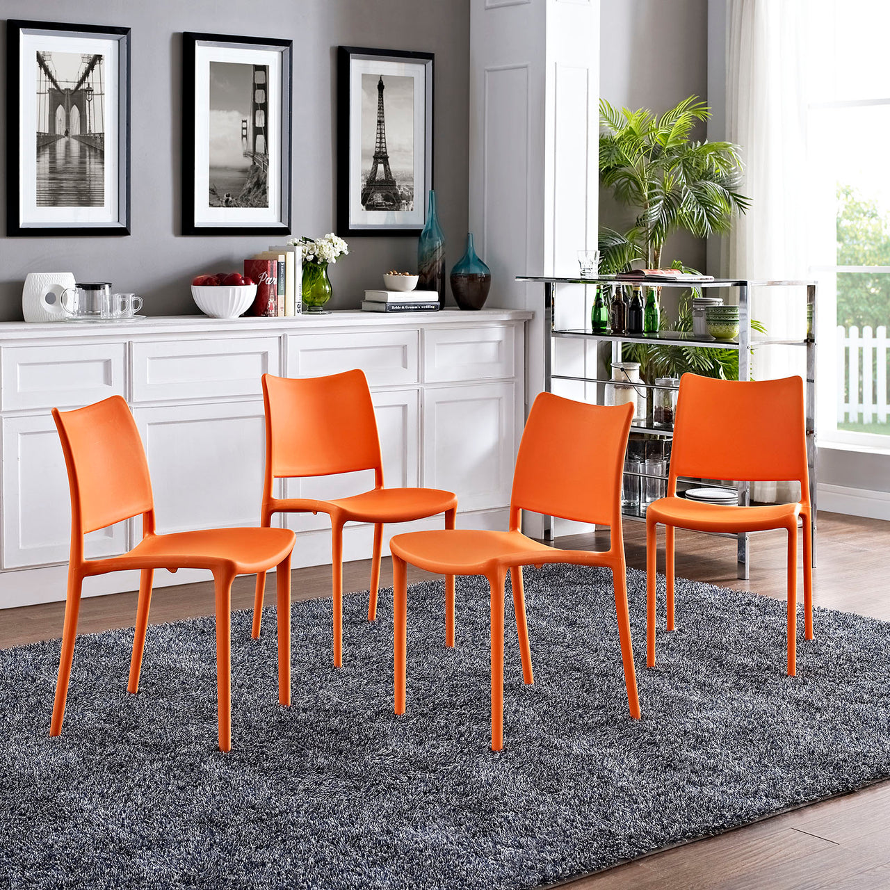 Hipster Dining Side Chair Set of 4, Orange