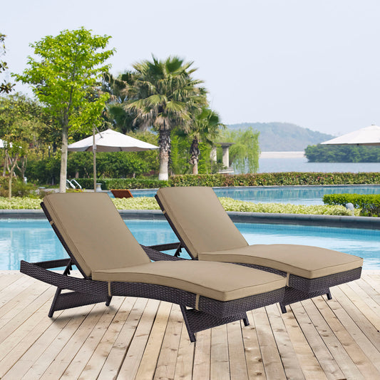 Conversation Alfresco Chaise Set of 2, Espresso & Mocha