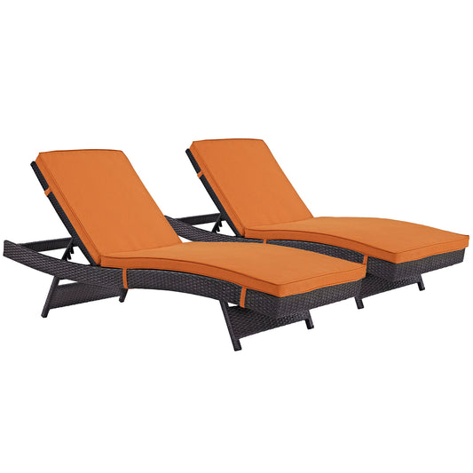 Conversation Alfresco Chaise Set of 2, Espresso & Orange