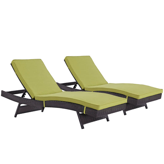 Conversation Alfresco Chaise Set of 2, Espresso & Peridot