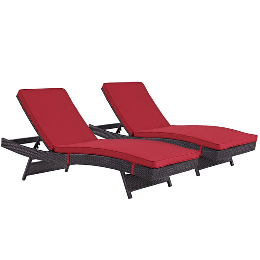 Conversation Alfresco Chaise Set of 2, Espresso & Red