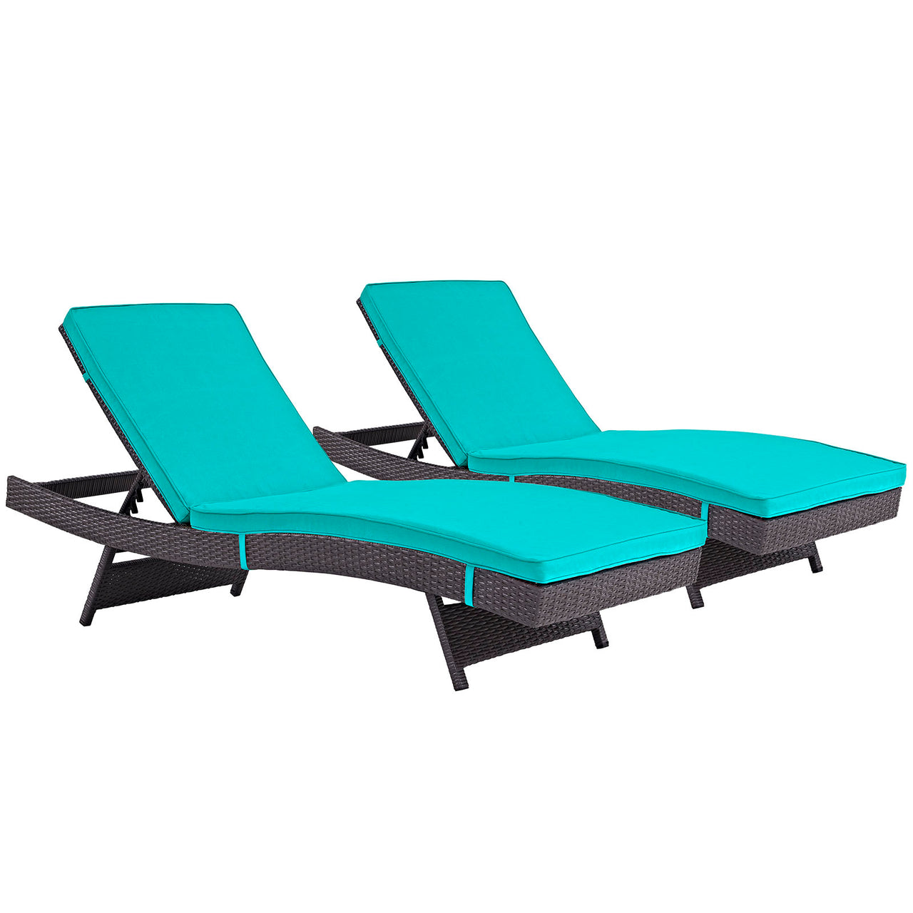 Convene Outdoor Patio Chaise Set of 2, Espresso & Turquoise