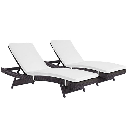 Conversation Alfresco Chaise Set of 2, Espresso & White