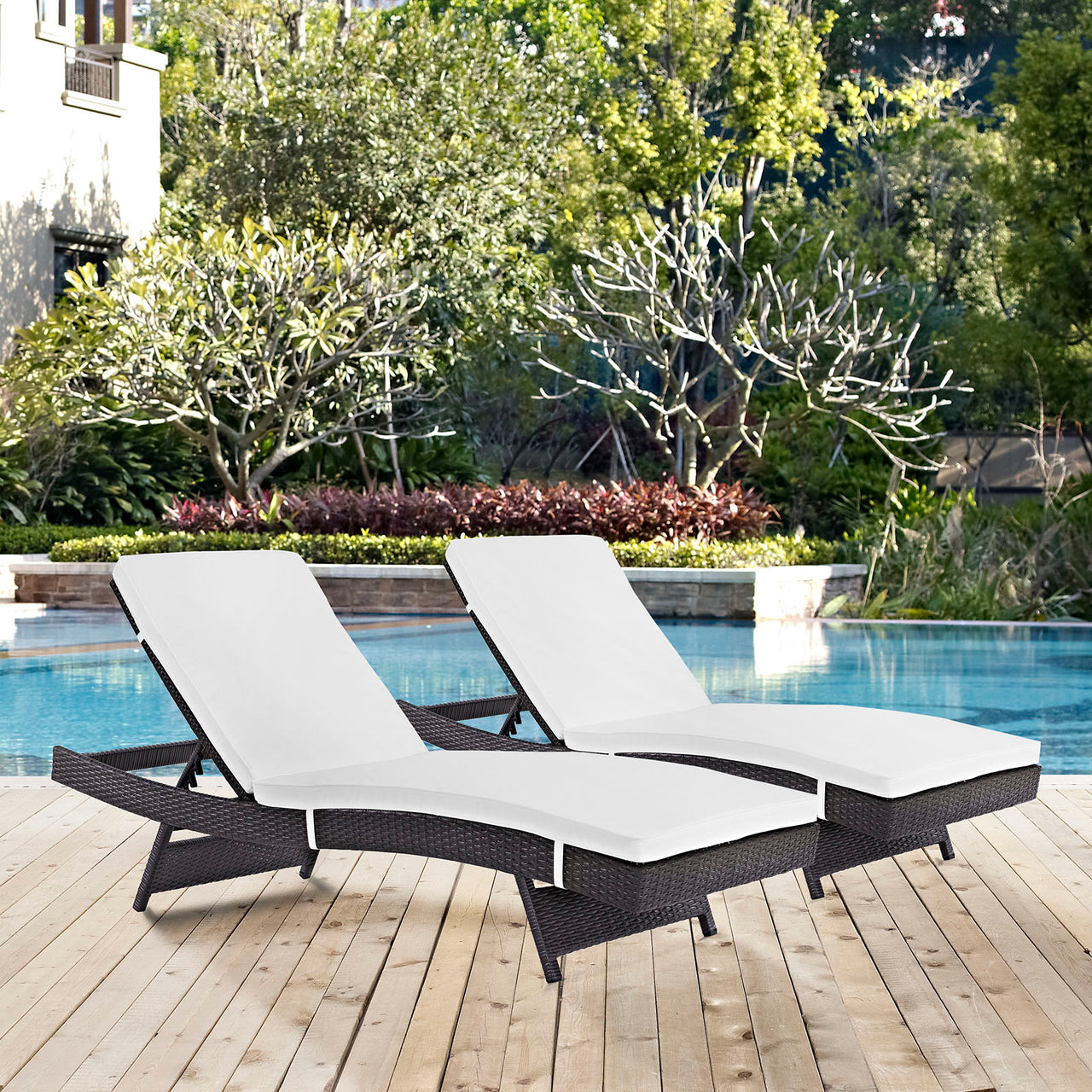 Conversation Alfresco Chaise Set of 2, Espresso & White
