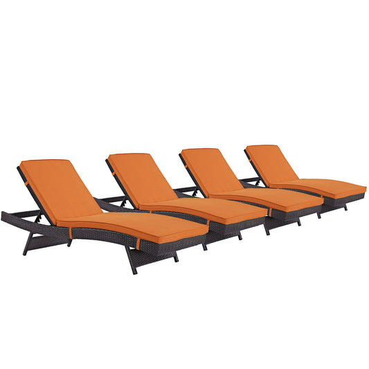 Conversation Alfresco Chaise Set of 4, Espresso & Orange