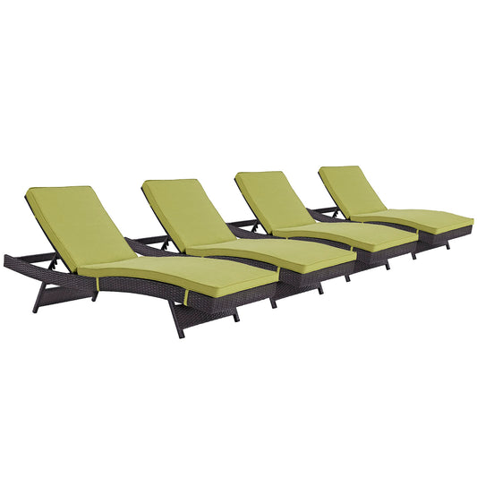 Conversation Alfresco Chaise Set of 4, Espresso & Peridot