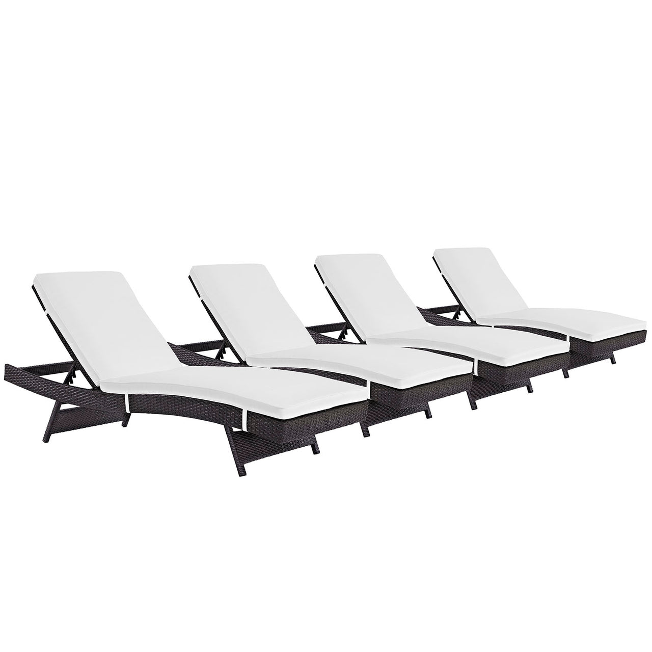 Convene Outdoor Patio Chaise Set of 4, Espresso & White
