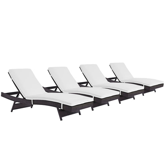 Conversation Alfresco Chaise Set of 4, Espresso & White