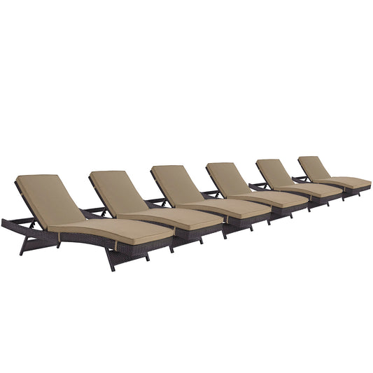 Conversation Alfresco Chaise Set of 6, Espresso & Mocha