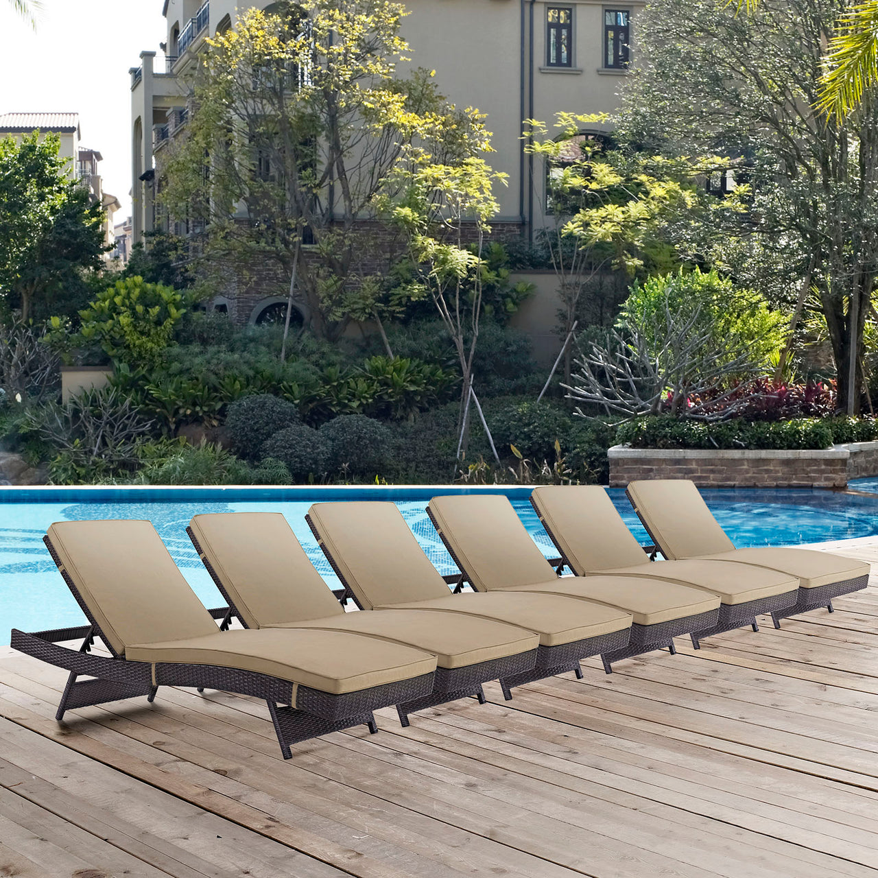 Conversation Alfresco Chaise Set of 6, Espresso & Mocha