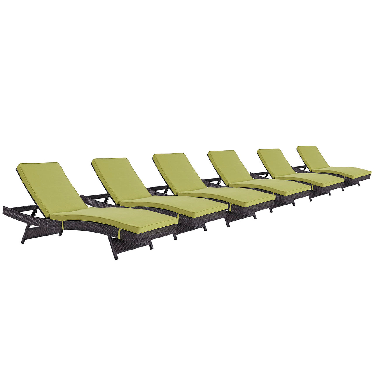 Conversation Alfresco Chaise Set of 6, Espresso & Peridot