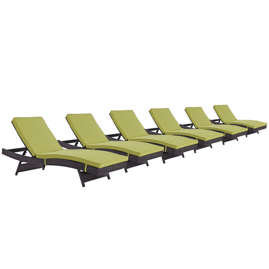 Conversation Alfresco Chaise Set of 6, Espresso & Peridot