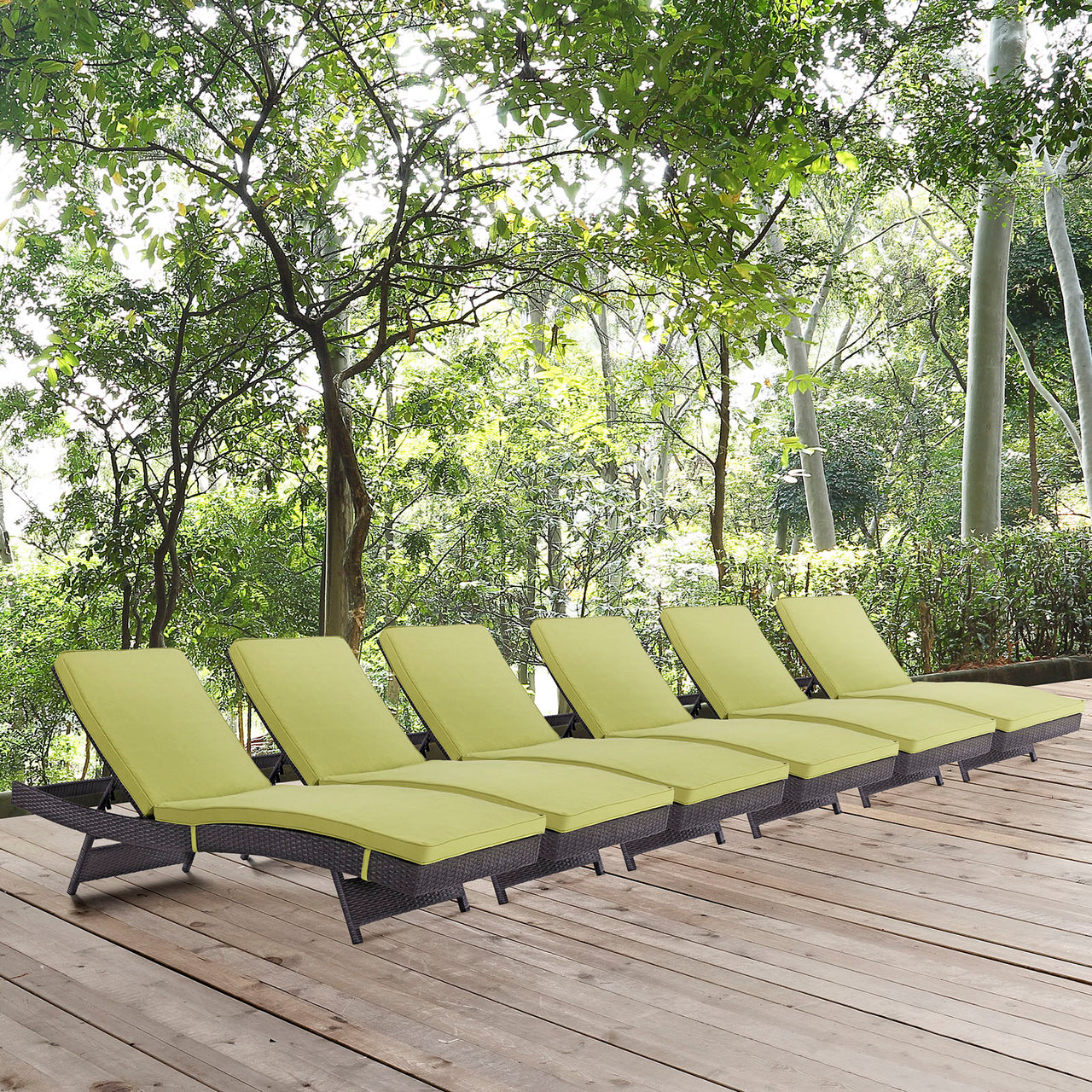 Conversation Alfresco Chaise Set of 6, Espresso & Peridot