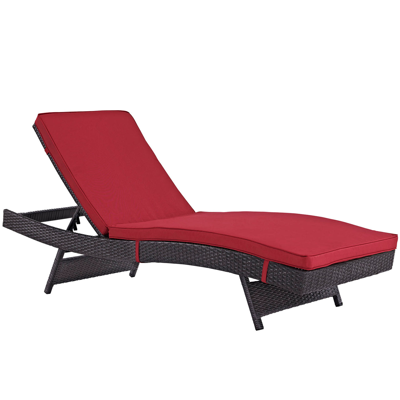 Convene Outdoor Patio Chaise Set of 6, Espresso & Red