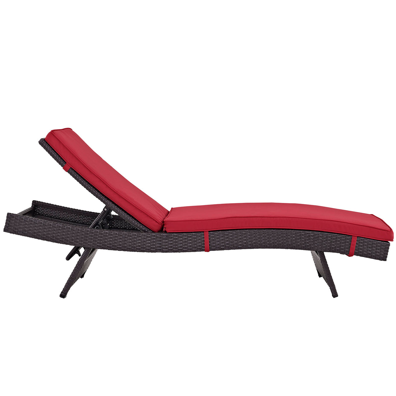 Convene Outdoor Patio Chaise Set of 6, Espresso & Red