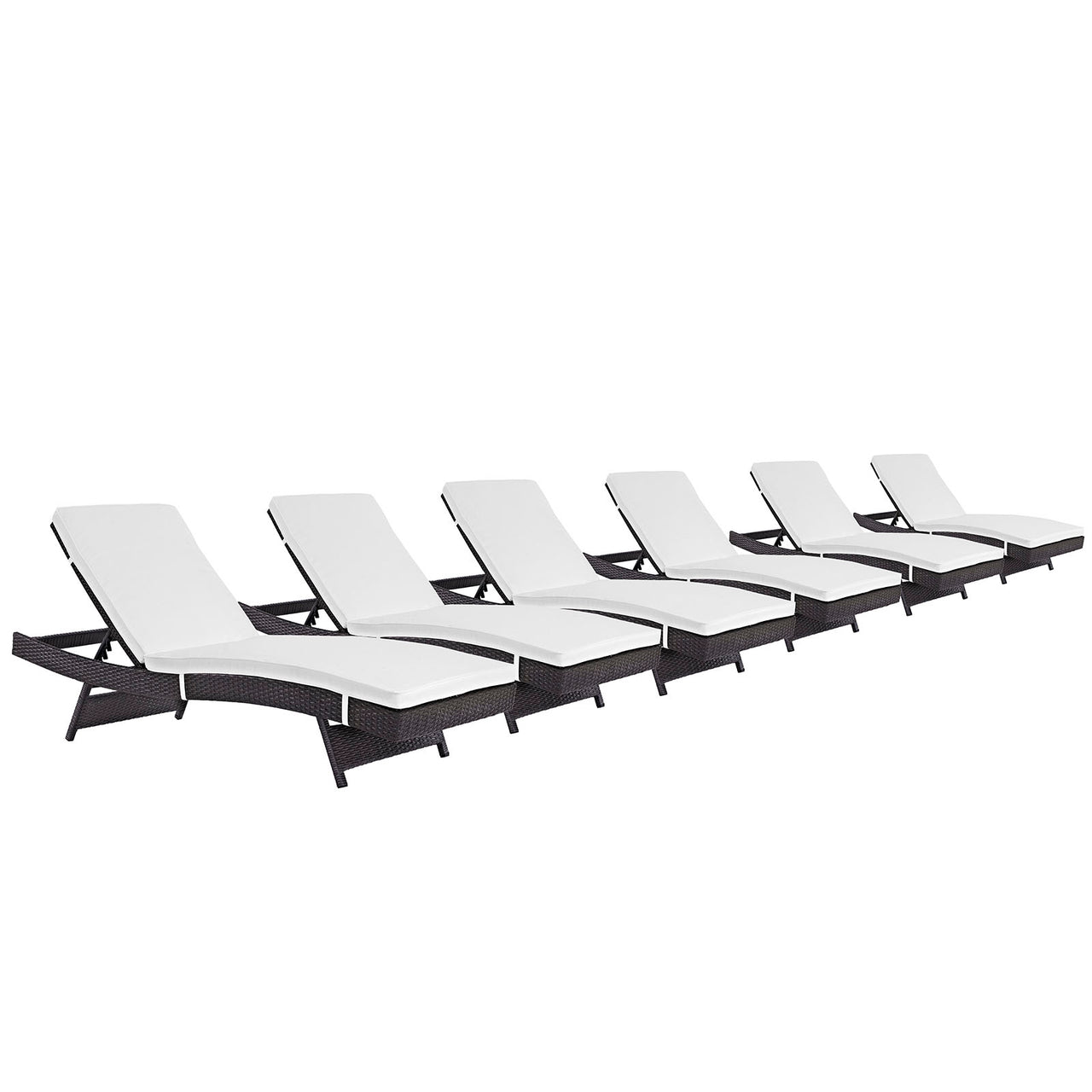 Conversation Alfresco Chaise Set of 6, Espresso & White