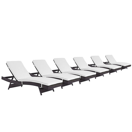 Conversation Alfresco Chaise Set of 6, Espresso & White