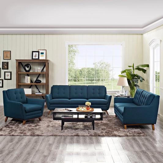 Captivate Fabric Living Room Set of 3, Azure