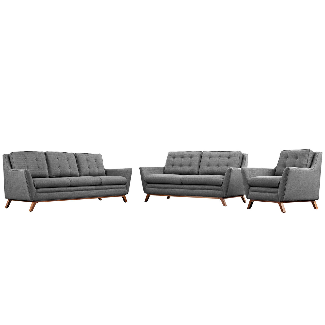 Beguile Upholstered Fabric Living Room Set Set of 3, Gray