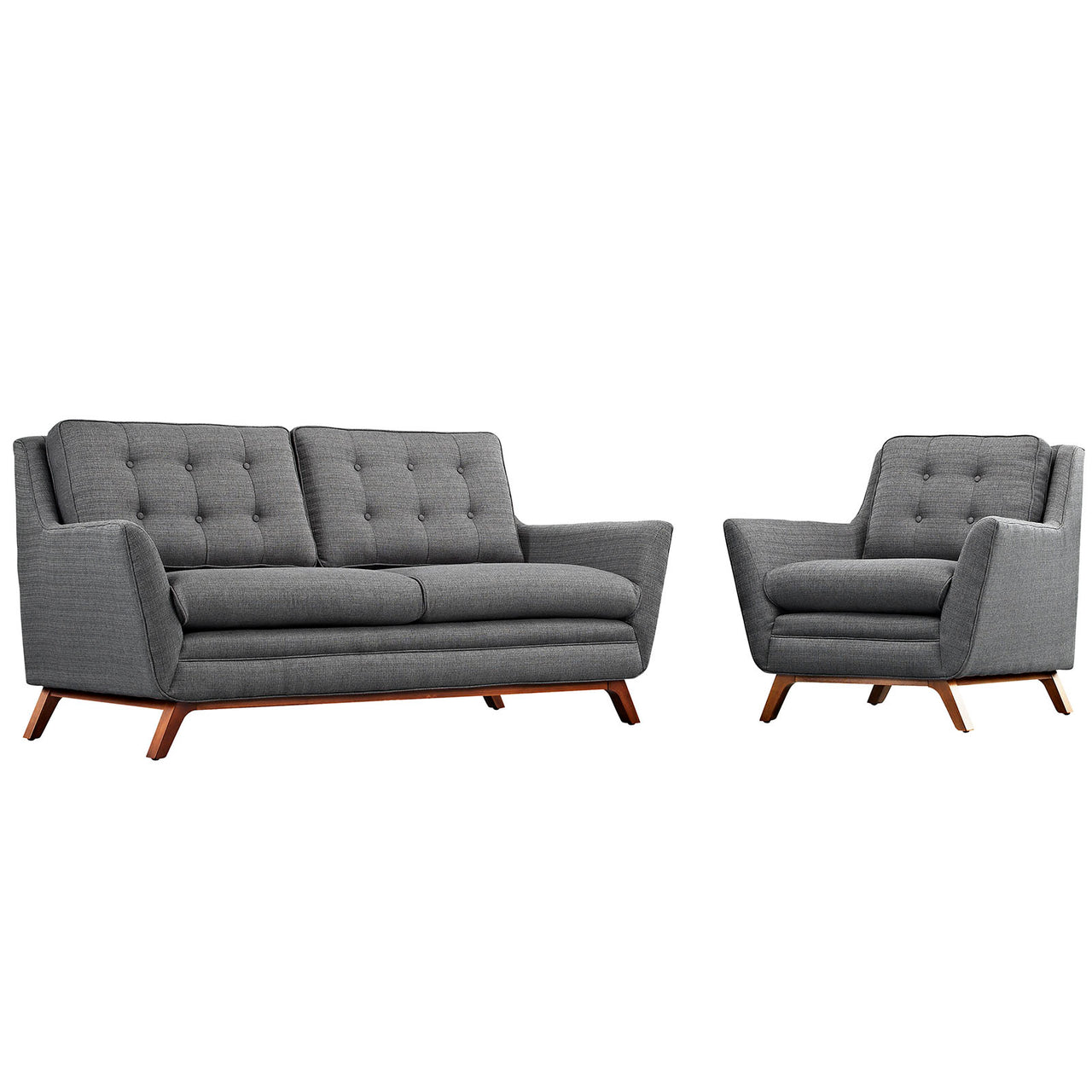 Beguile Upholstered Fabric Living Room Set Set of 2, Gray
