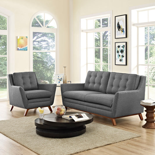 Captivate Fabric Living Room Set of 2, Gray
