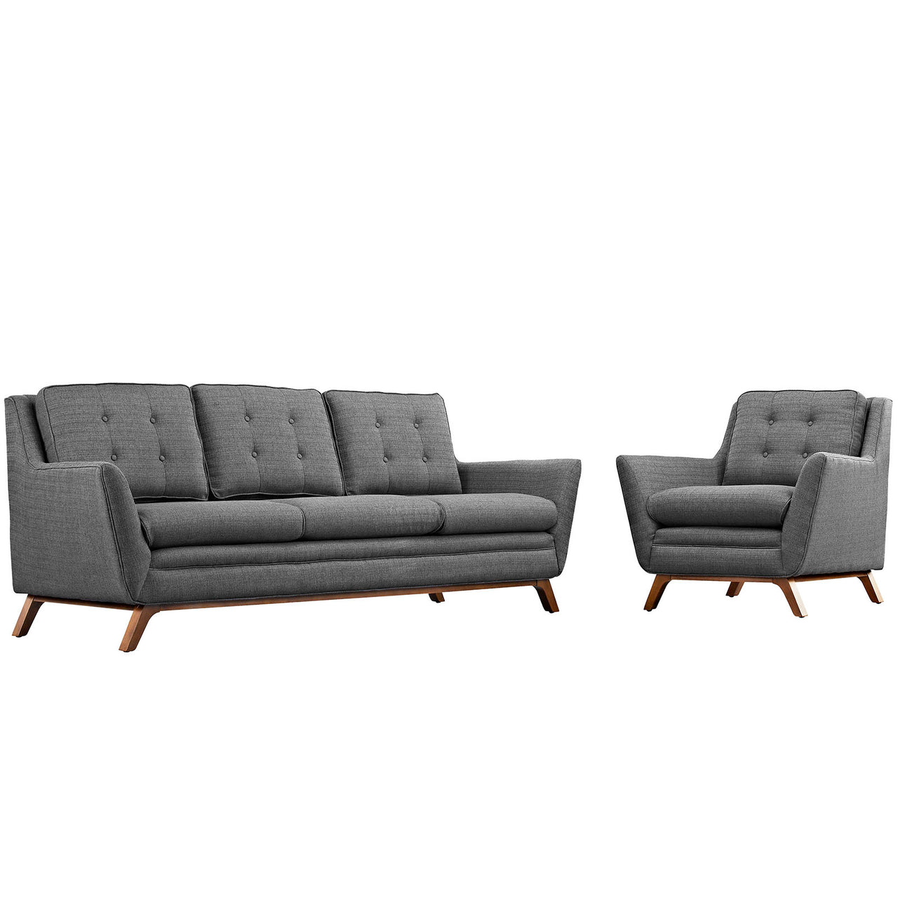 Captivate Fabric Living Room Set of 2, Gray