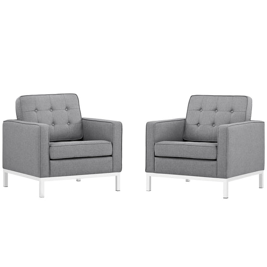 Luma Fabric Armchairs Set of 2, Light Gray