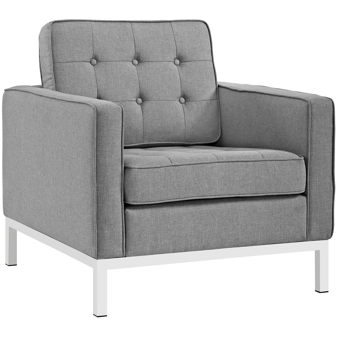 Loft Upholstered Fabric Armchairs Set of 2, Light Gray