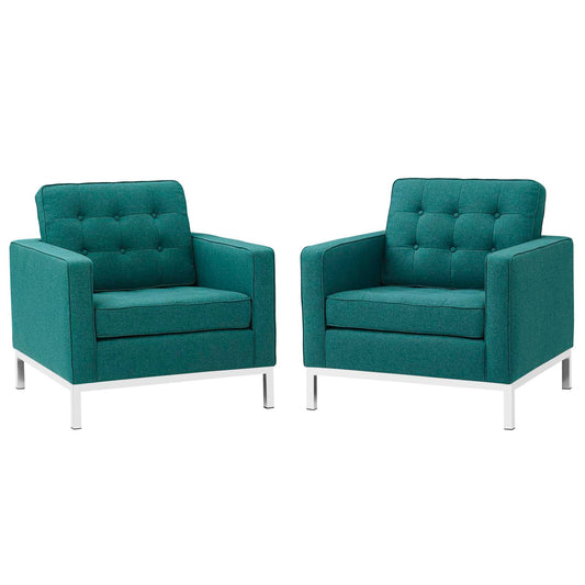 Luma Fabric Armchairs Set of 2, Teal