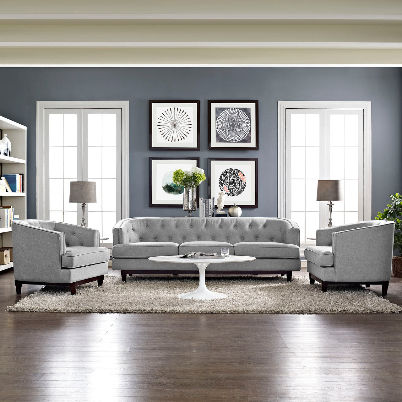 Anchor Living Room Set of 3, Light Gray