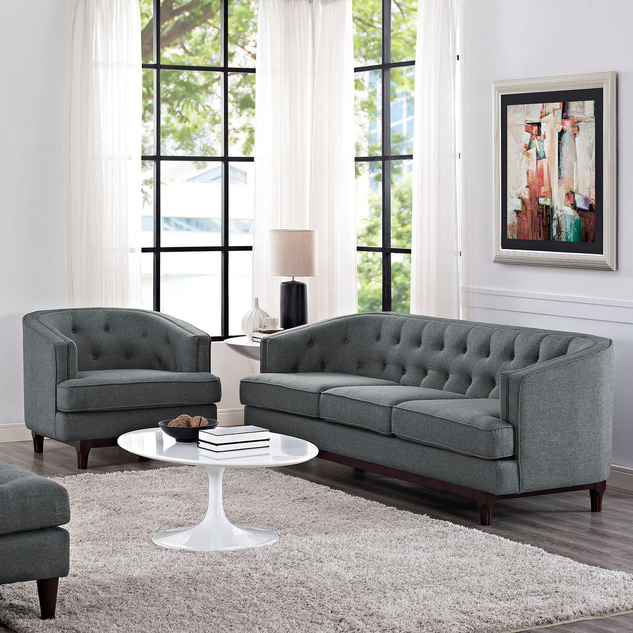 Coast Living Room Set Set of 2, Gray
