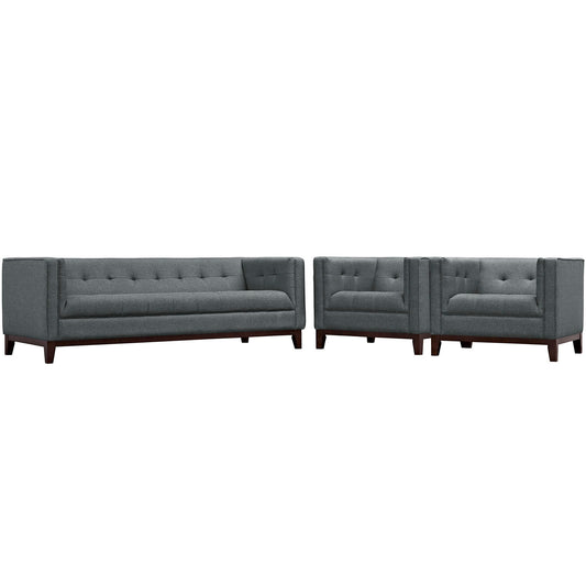 Classique 3-Piece Sofa & Chair Set, Gray