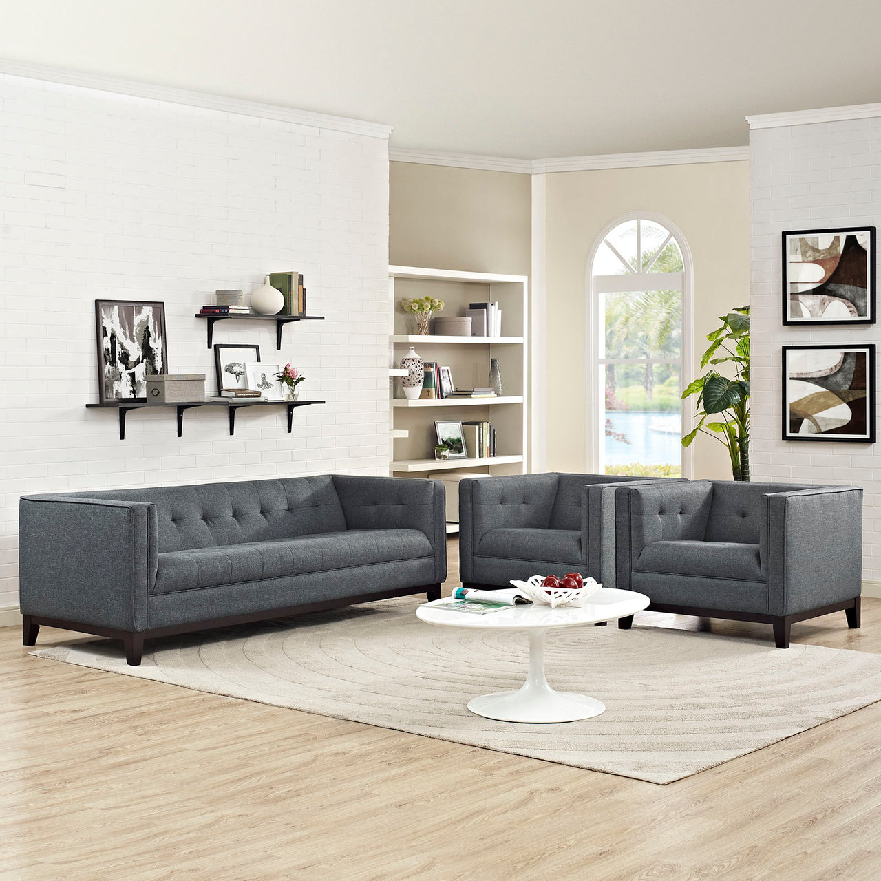 Serve Living Room Set Set of 3, Gray