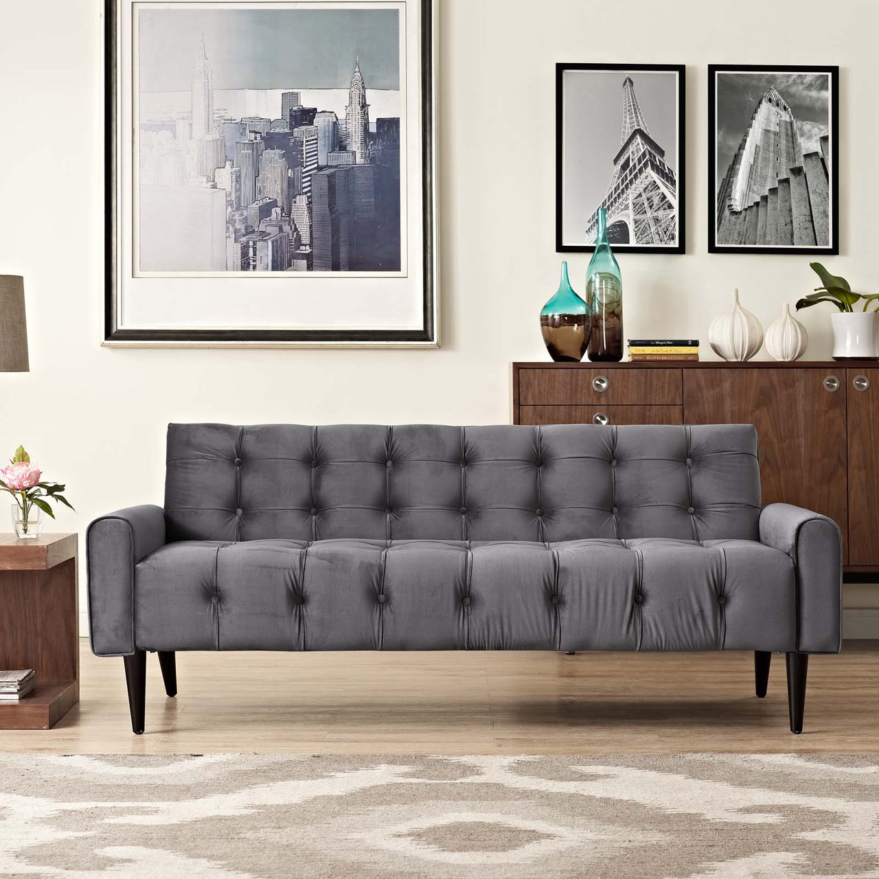 Delve Performance Velvet Sofa, Gray