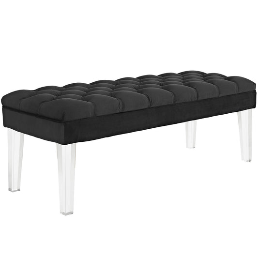 Levisia Upholstered Velvet Bench, Black