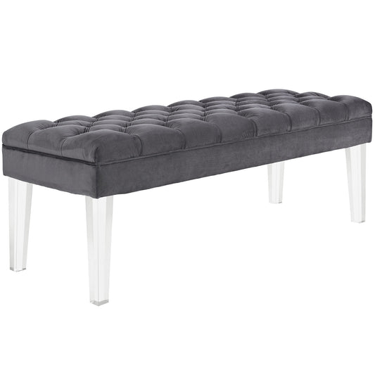 Levisia Upholstered Velvet Bench, Gray