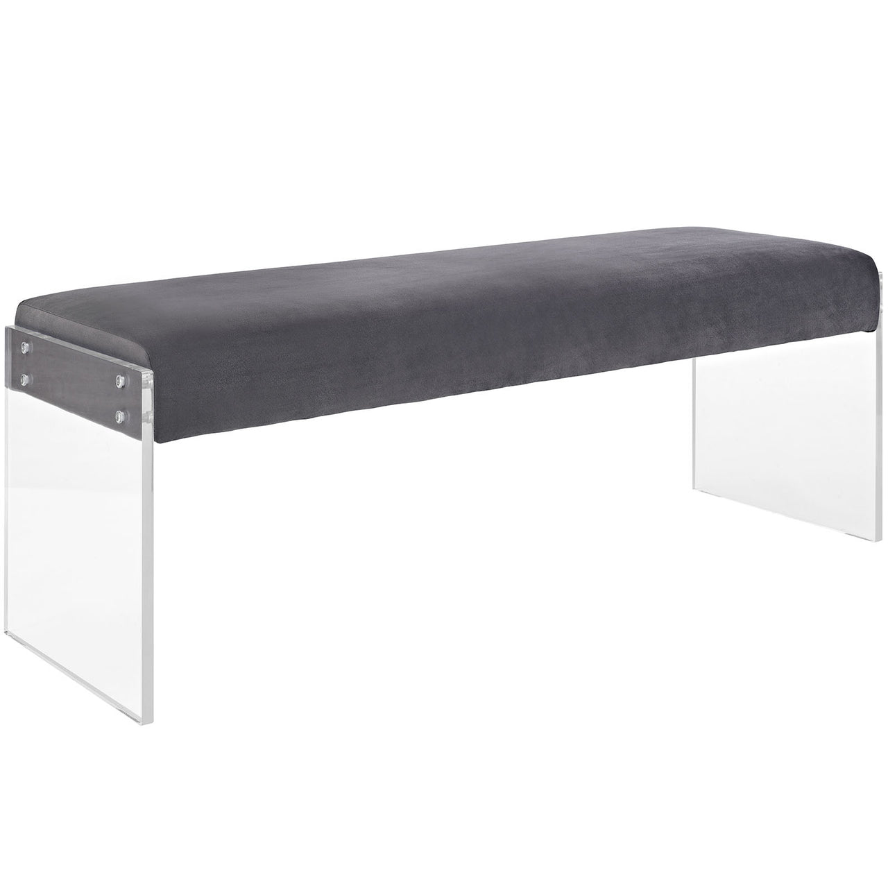 Nemrya Upholstered Velvet Bench, Gray