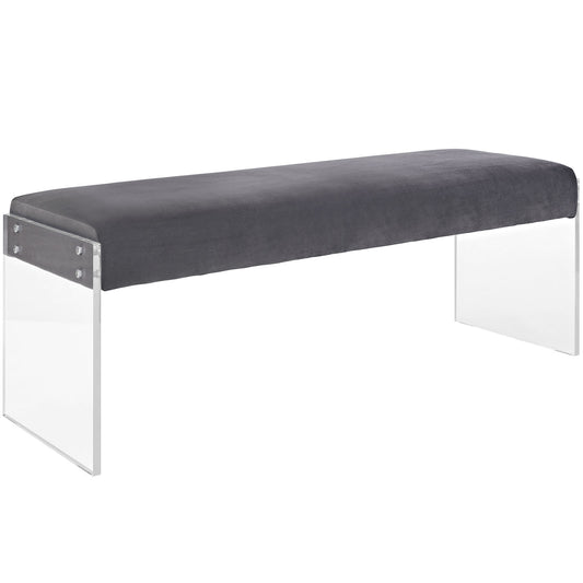 Nemrya Upholstered Velvet Bench, Gray