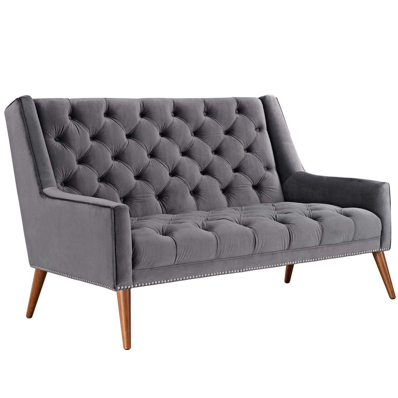 Peruse Performance Velvet Loveseat, Gray
