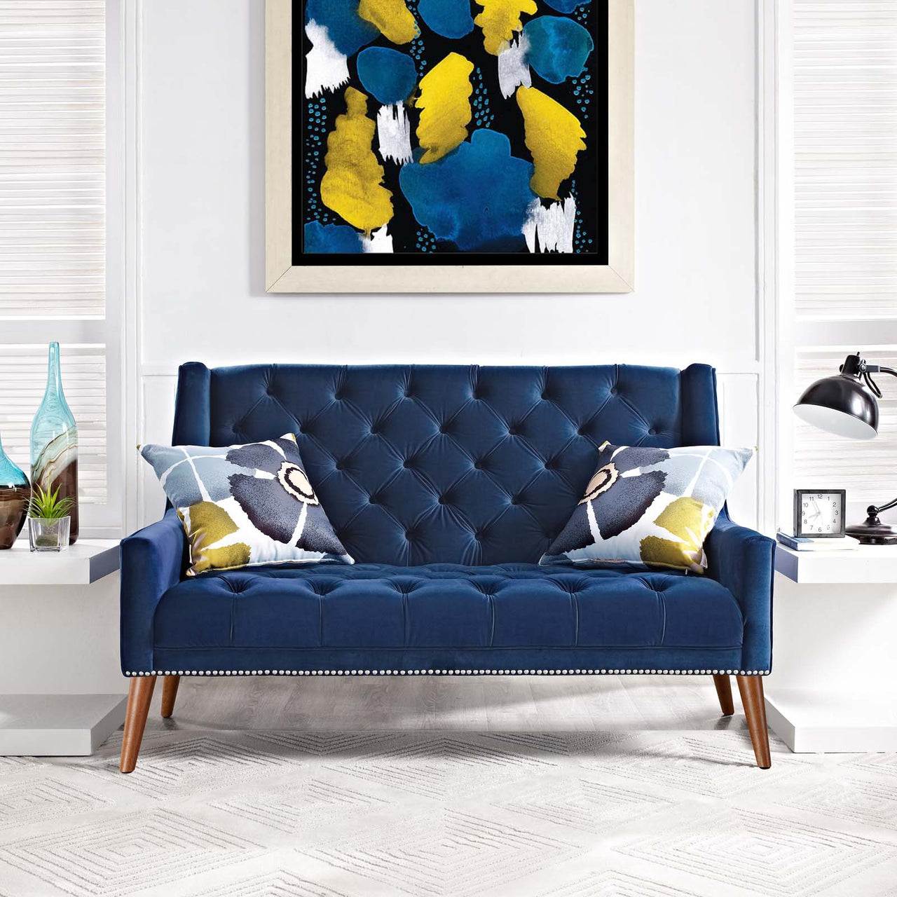 Explore Velvet Loveseat, Navy