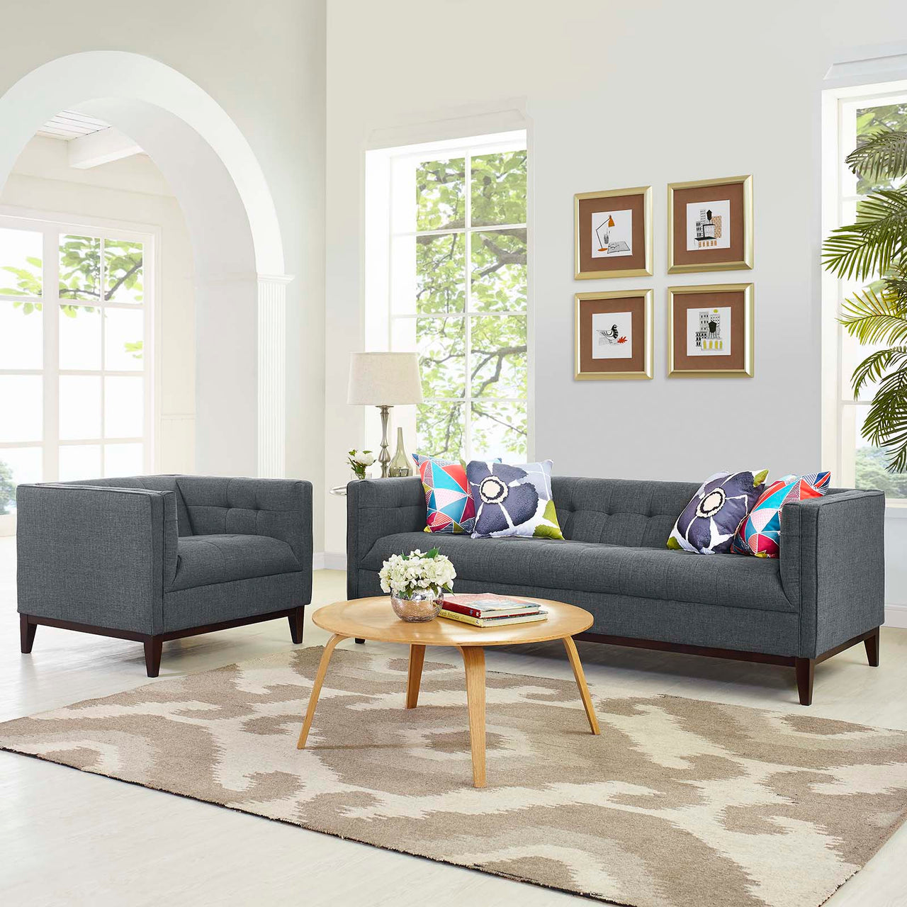 Classique 2-Piece Sofa & Chair Set, Gray