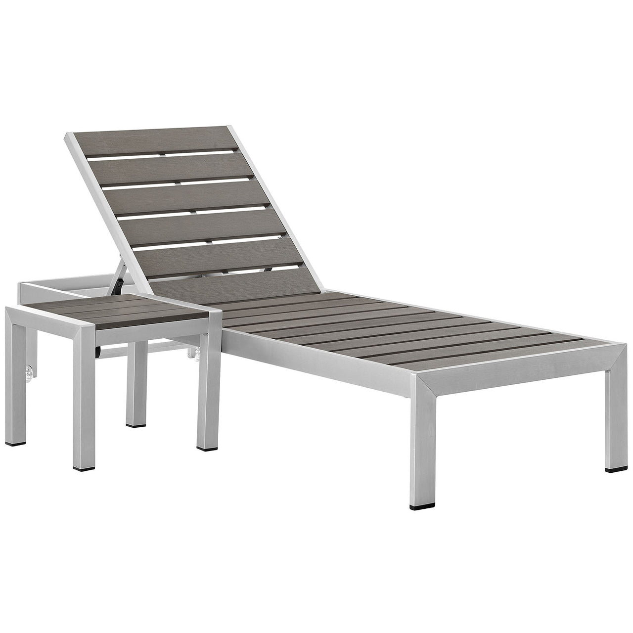 Shore 2 Piece Outdoor Patio Aluminum Set, Silver & Gray